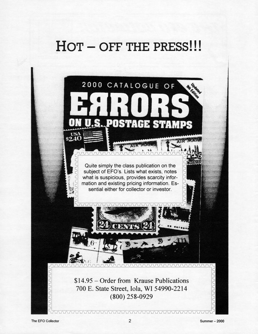 stamp errors, stamp errors, EFO, Errors On U.S. Postage Stamps, Krause Publications